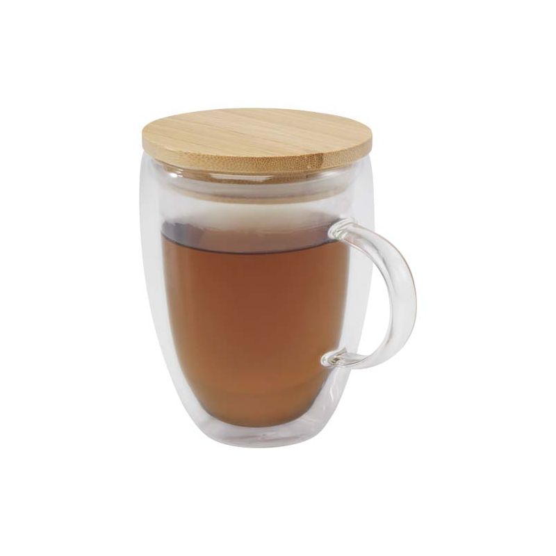 Copo de vidro com tampa de bambu de 350 ml "Leona"