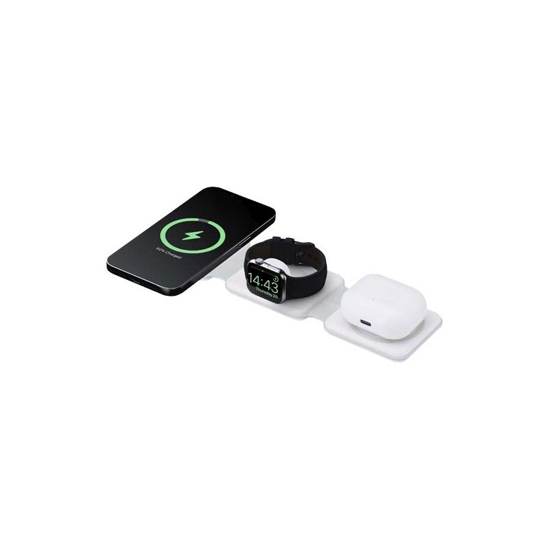Cargador inalámbrico plegable de plástico reciclado 3 en 1 de 15 W "Armus"