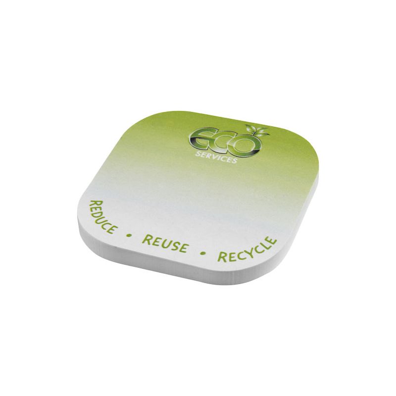 Notas adhesivas recicladas en forma de cuadrado "Sticky-Mate®" con esquinas redondeadas