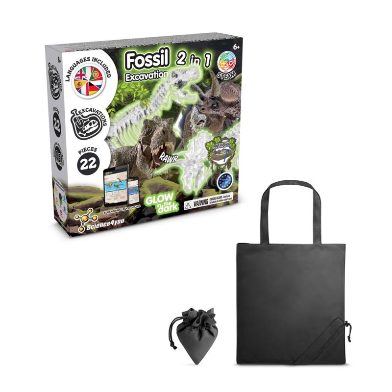Kit de Excavación de Fósiles 2 en 1 V Juego didáctico suministrado con bolsa de regalo plegable en 190T