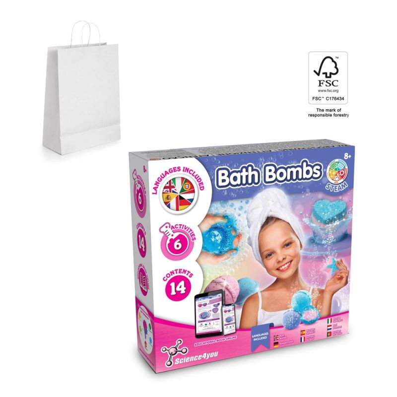 Kit de Bombas de Baño II Juguete didáctico suministrado con bolsa de papel kraft para regalo (90 g/m²), hecha de material certificado FSC™ y otros materiales controlados