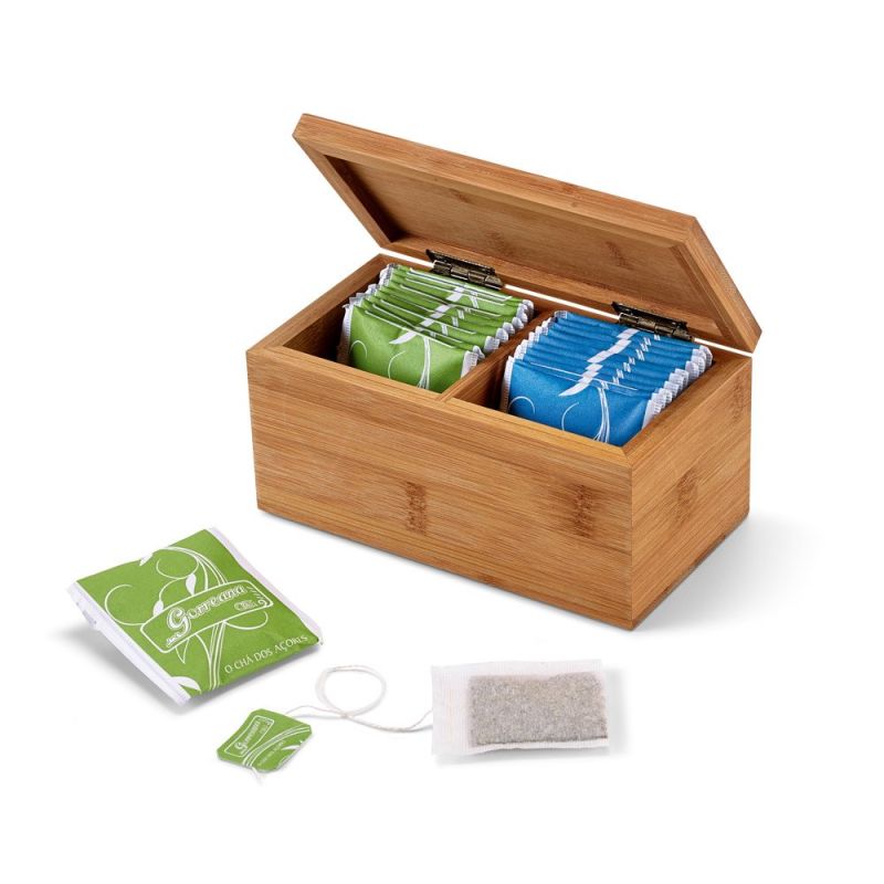 BURDOCK Caja de tés de bambú, con 2 compartimentos y cierre magnético