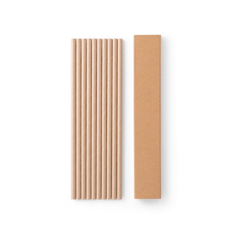 LAMONE Juego de 10 pajitas de papel kraft