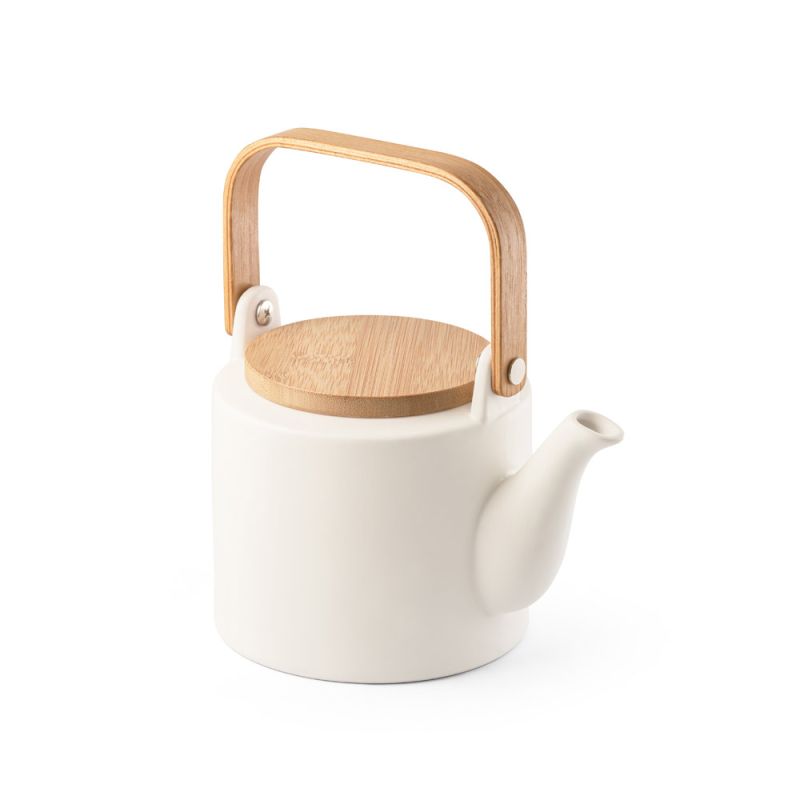 GLOGG Taza de cerámica con tapa y asa de bambú 700 ml