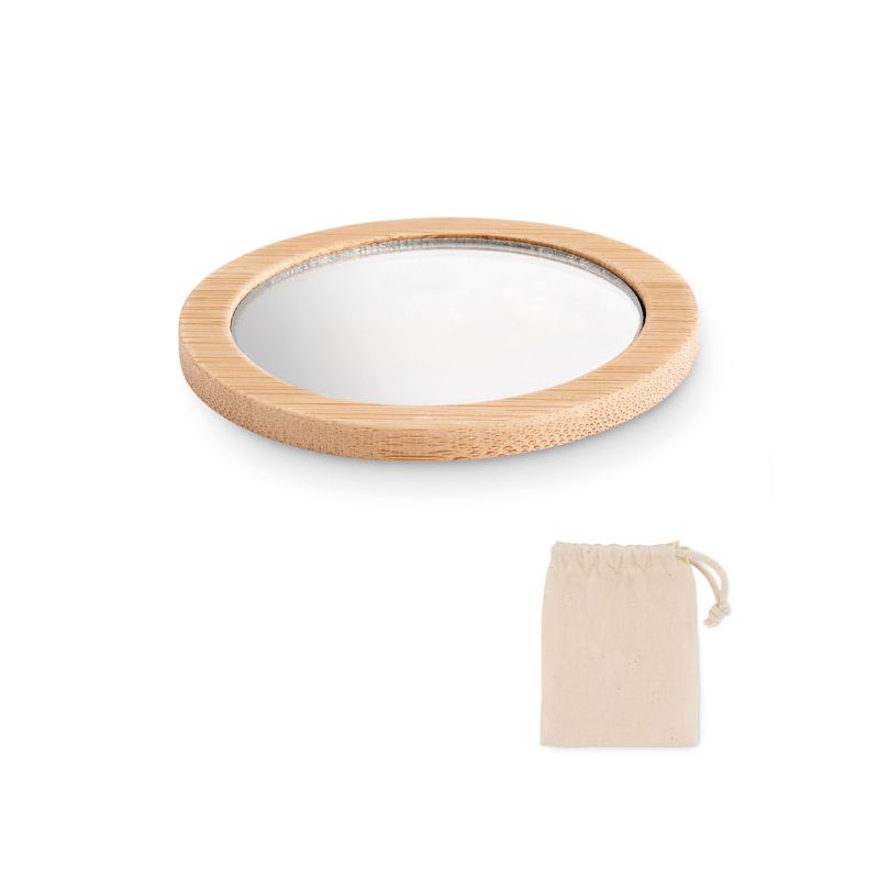 Espejo de maquillaje de bambú