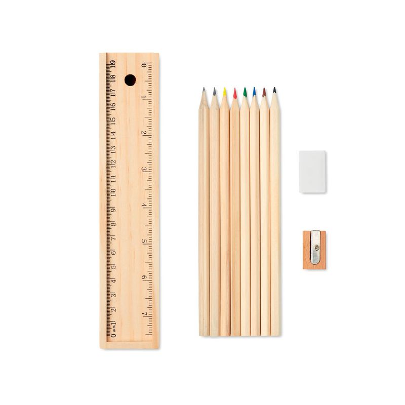 Set de 12 lápices en estuche de madera