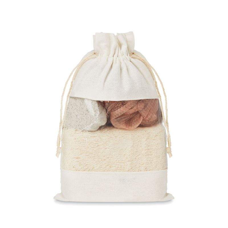 Set de baño en bolsa de algodón