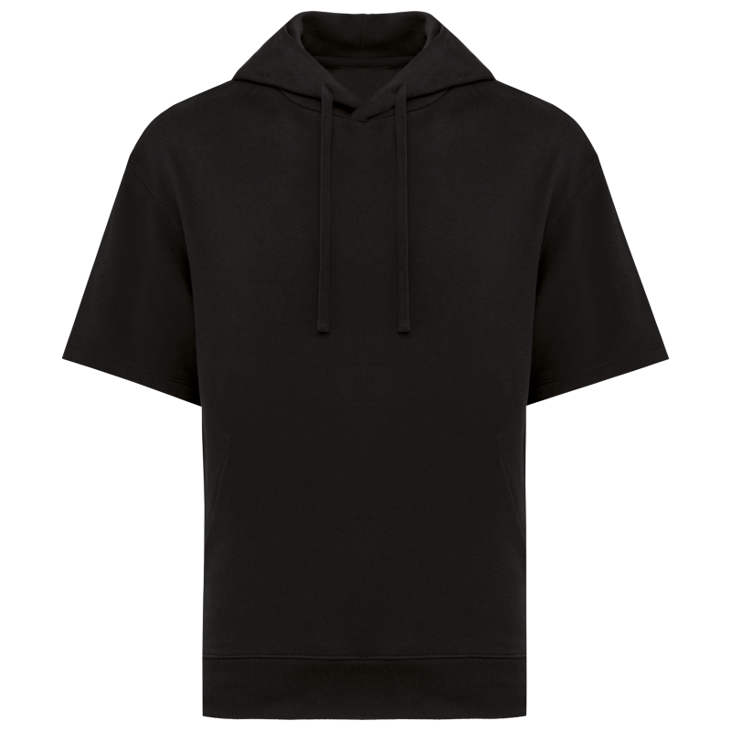 Sweatshirt eco-responsável com capuz e ombros descaídos manga curta French Terry unissexo