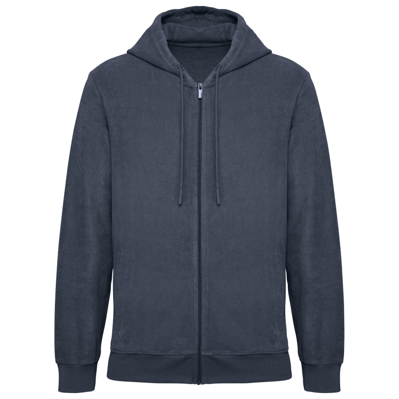 Sweatshirt eco-responsável em malha turca com fecho e capuz de homem