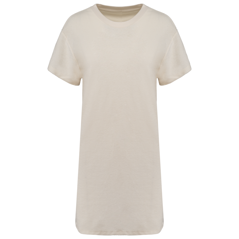 Vestido eco-responsável  em malha turca com ombros descaídos de senhora