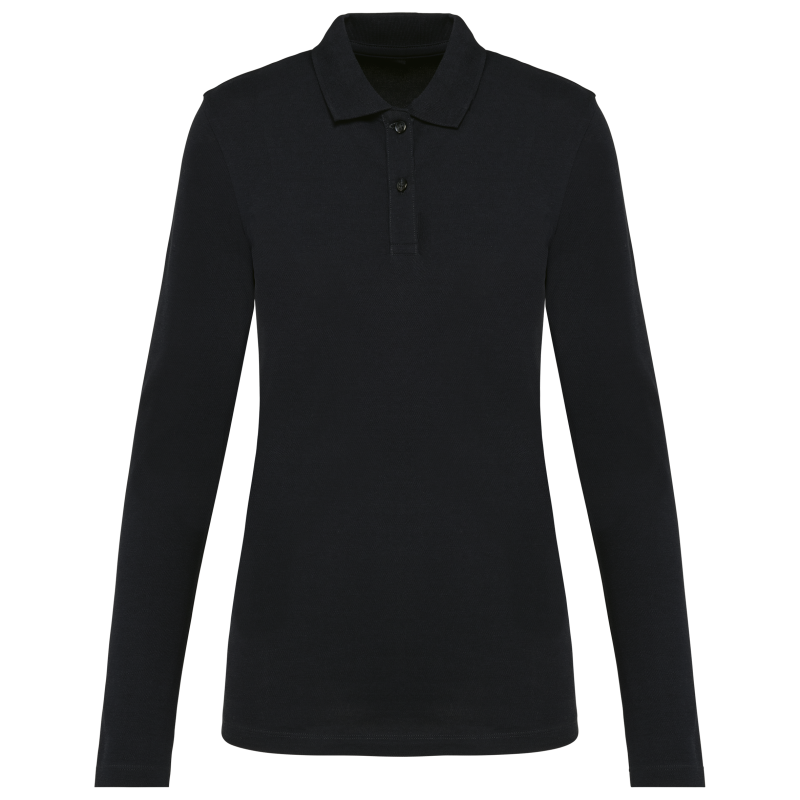 Polo Supima® de manga comprida de senhora
