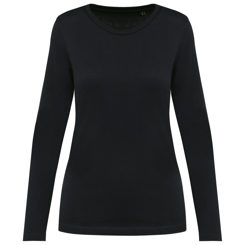 T-shirt Supima® decote redondo e manga comprida de senhora