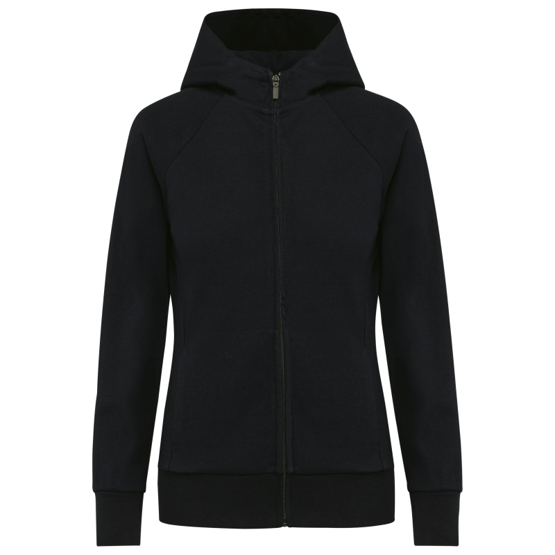 Casaco sweatshirt com fecho  e capuz de senhora