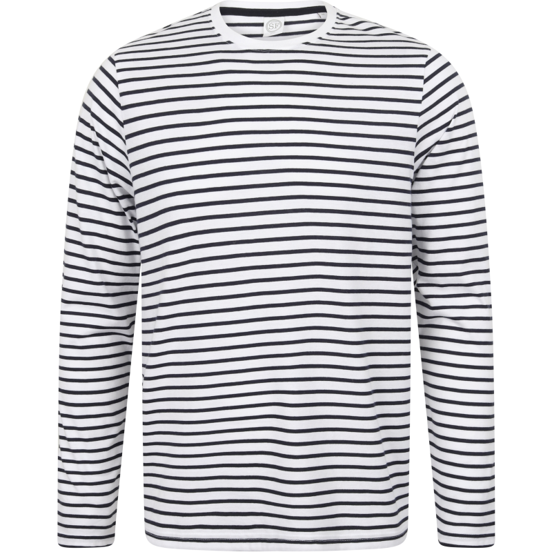 T-shirt às riscas de manga comprida