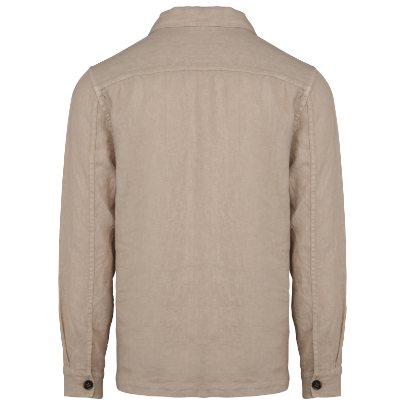 Sobrecamisa com aspecto lavado em linho de homem
